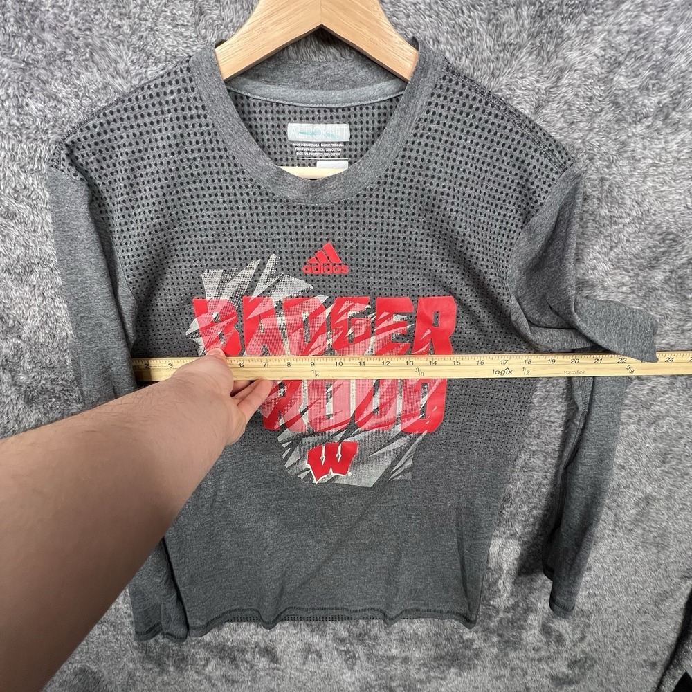 Wisconsin Badgers Badger Proud Adidas Climacool Long Sleeve Tee Men's Medium - Picture 4 of 9